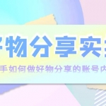 好物分享实操：新手如何做好物分享的账号内容，实操教学！