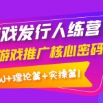 游戏发行人训练营：小游戏推广核心密码，月入1W+理论篇+实操篇！