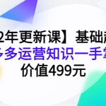 2022年更新课：基础起步，拼多多运营知识一手掌握，价值499元