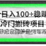 4个稳赚的冷门搬砖项目，每个项目日入100+小白零成本照抄当天可见收益