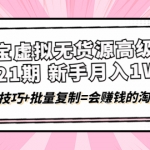 淘宝虚拟无货源高级班【第21期】月入1W+运营技巧+批量复制=会赚钱的淘宝店