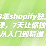 2023年shopify独立站运营课，7天让你独立站从入门到精通