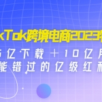 TikTok跨境电商2023特训：35亿下载＋10亿月活，不能错过的亿级红利风口