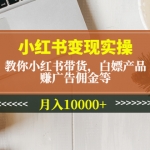 小红书变现实操：教你小红书带货，白嫖产品，赚广告佣金等，月入10000+