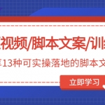 短视频/脚本文案/训练营：分享13种可实操落地的脚本文案架构