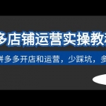 拼多多店铺运营实操教程：快速学会拼多多开店和运营，少踩坑，多盈利