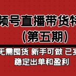 视频号直播带货加盟站长（第五期）无需囤货 新手可做 已实现稳定出单和盈利