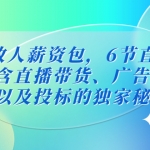 投放人薪资包，6节直播课，包含直播带货、广告投放、以及投标的独家秘籍