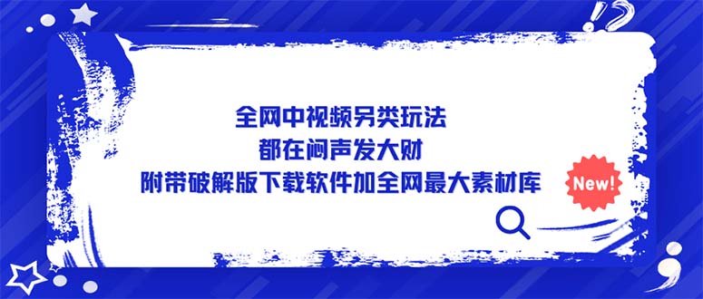 全网中视频另类玩法，都在闷声发大财，附带破解版下载软件加全网最大素材库