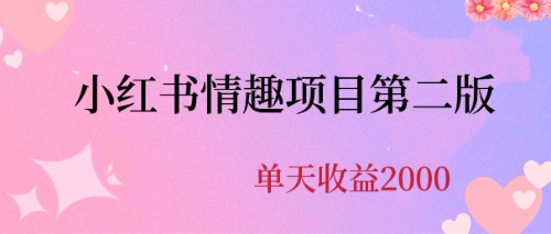 最近爆火小红书情趣项目第二版，每天2000+