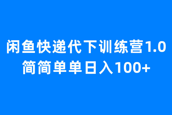 闲鱼快递代下训练营1.0，简简单单日入100+