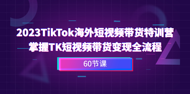 2023-TikTok海外短视频带货加盟站长，掌握TK短视频带货变现全流程（60节课）