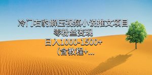 冷门右豹解压视频小说推文项目，零粉丝变现，日入1000-1500+（附1525G素材)